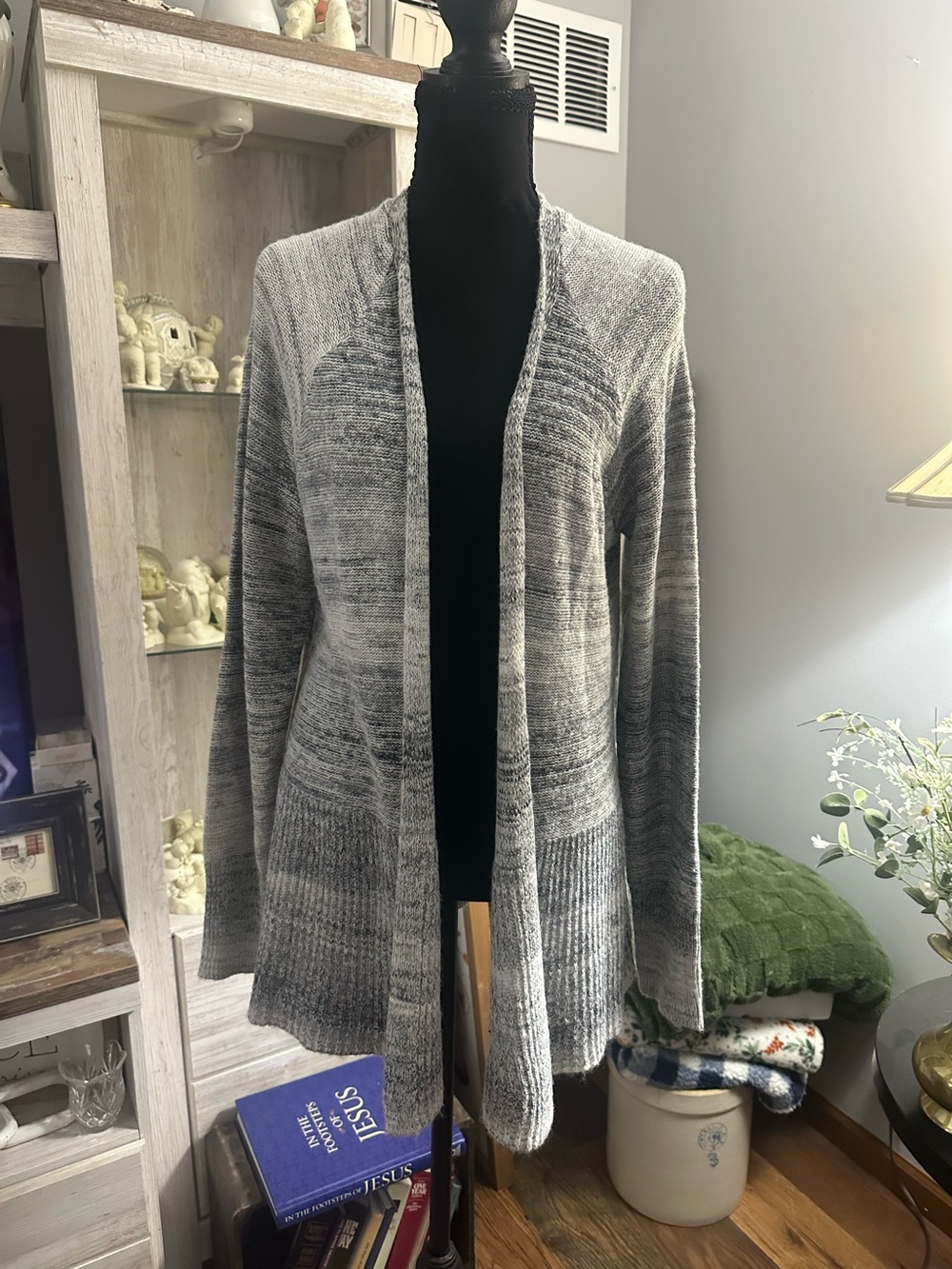 Sonoma Heather Gray Open-Front Knit Cardigan